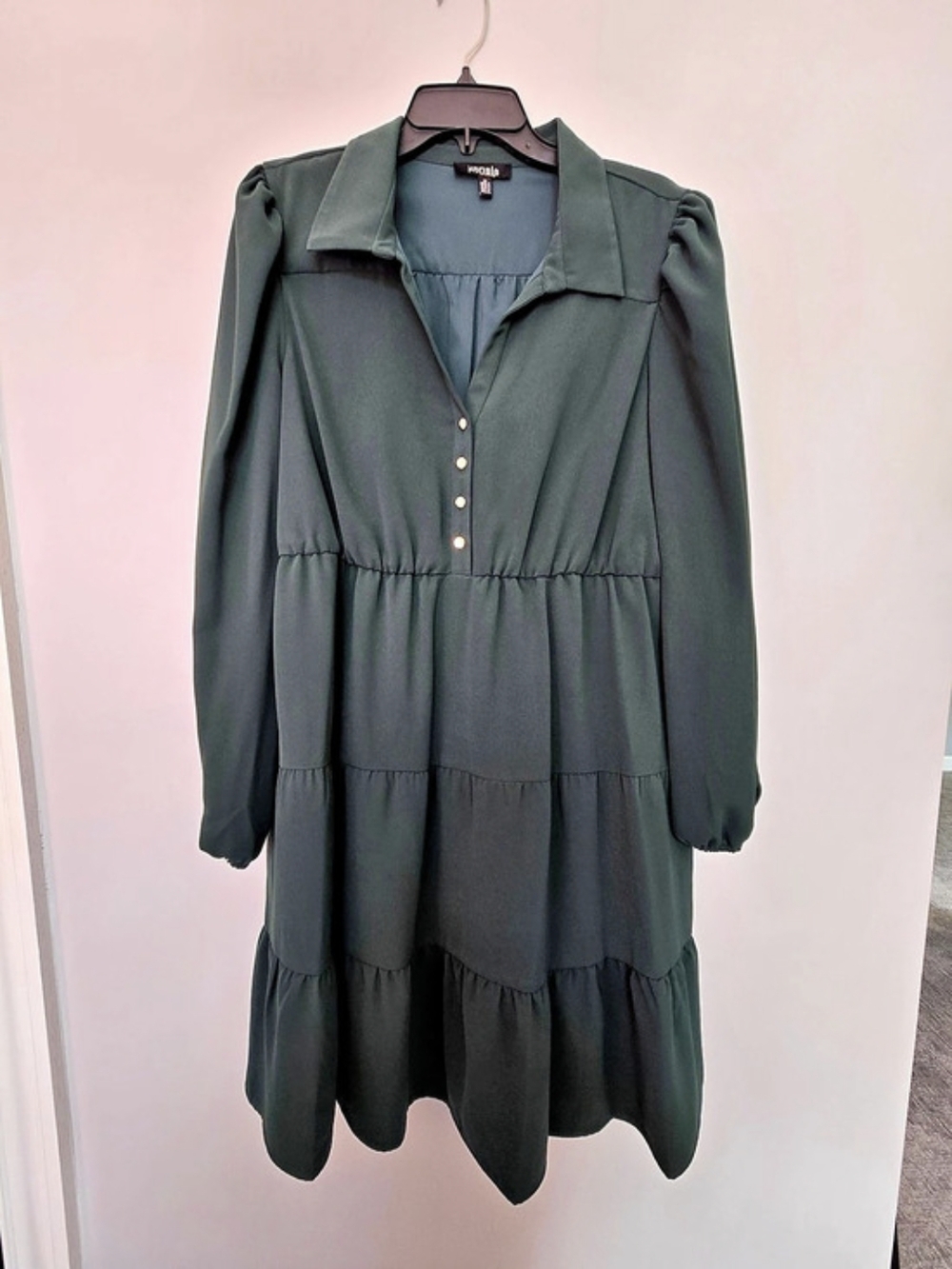 Kensie Tiered Mini Dress in Green Size 14
